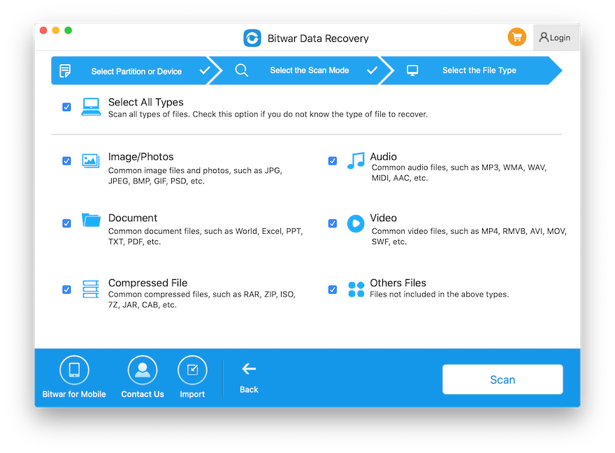 Select file types