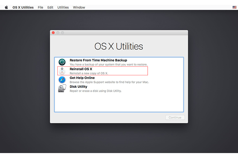 Reinstall macOS - Mac OS Utilities