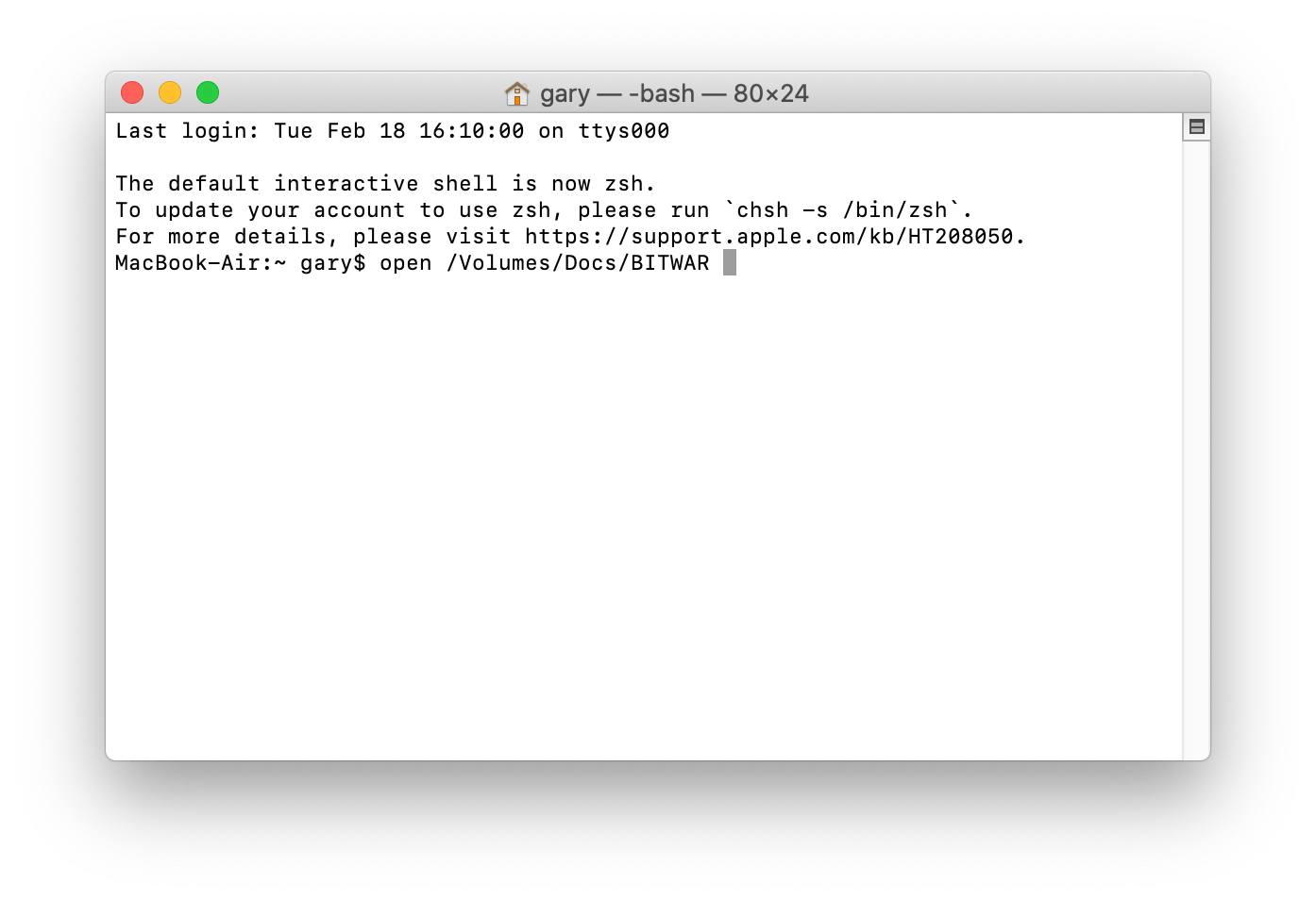 open grayed out folder using terminal